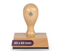 Custom Wooden Stamp - Personalised with Logo or Text, 7 Sizes (Round & Square) - Durable Rubber Stamp for Business, Office, Craft & Branding (40 x 60mm)