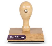 Custom Wooden Stamp - Personalised with Logo or Text, 7 Sizes (Round & Square) - Durable Rubber Stamp for Business, Office, Craft & Branding (50x70mm)