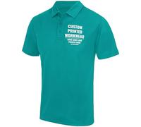 Custom Work Polo Shirt for Men | Polyester Printed Summer Uniform | Quick Dry Breathable Company Staff Top | Add Your Logo or Text, S, Turquoise Blue