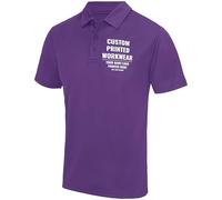 Custom Work Polo Shirt for Men | Polyester Printed Summer Uniform | Quick Dry Breathable Company Staff Top | Add Your Logo or Text, S, Purple