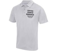 Custom Work Polo Shirt for Men | Polyester Printed Summer Uniform | Quick Dry Breathable Company Staff Top | Add Your Logo or Text, M, Heather Grey