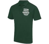 Custom Work Polo Shirt for Men | Polyester Printed Summer Uniform | Quick Dry Breathable Company Staff Top | Add Your Logo or Text, S, Bottle Green