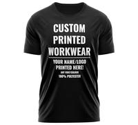 Custom Work T Shirt Mens Polyester Printed Summer Cool Outdoor Company Business Your Logo Text Breathable Quick Drying Uniform Tee for Business Trades Teams, S, Black