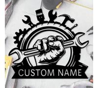 Custom Workshop Sign, Personalized Metal Carpenter Tools Wall Art, Repair Tools Decor, Mechanic Gift (Style A)