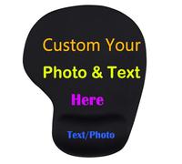 Custom Wrist Rest Mouse Pads with Photo Logo Text, Personalized Office Mousepad for Computer, Laptop, Home, Office Desk Accessories, Black, 9"x7.6"