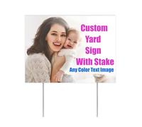 Custom Yard Sign with Stake, Personalised Company Promo Marketing Lawn Signs with Text Image Logo, Plastic Marker for Business, Events, Marketings