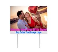 Custom Yard Sign with Stake, Personalised Lawn Sign for Outdoor Decor, Customisable Plastic Plaque Signs with Text/Image/Logo for Garden, Party, Business