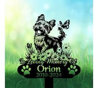 Custom Yorkshire Terrier Grave Marker, Yorkie Playing With Butterfly Garden Stake, Yorkie Memorial Gift, Loss of Yorkie, Dog Headstone, Pet Memorial Plaque, Personalised Name Sign