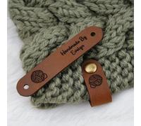 Custom Your Icon/Logo/Text Tag,Personalized Leather Labels for Knits,Engraved for Crochet,Custom Leather with Rivets (20pcs)