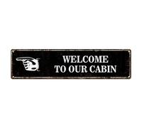 Custom Your Own Road Sign With Right Arrow, Weather-Proof, Rust Free, Welcome To Our Cabin Aluminum Sign, Door Home Decorations Club Metal Poster Wall Decor, 10x40cm, More Sizes by Choosing