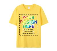 Custom Your Own Shirts with Photo Text & Logo - Personalized Tee Shirt for Men Women & Kids - Custom Personalized T Shirt for Men Adult, Yellow, Large