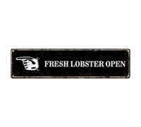 Custom Your Own Street Signs With Right Arrow, Pre-Drilled Holes, Weather-Proof, Fresh Lobster Open Aluminum Sign, Household House Decorations Store Wall Hanging Plaque, 10x40cm