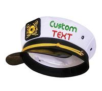Custom Your Owns Name Captain hat,Adult Sailor hat,Navy hugh hefner Adjustable boat cap Costume Accessory Party For Men Women