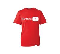 Custom YouTube Name T-Shirt - Personalized Creator Tee with Play Button Logo - Content Creator Gift Tee Top for Adults and Unisex(Red, 11 Years)