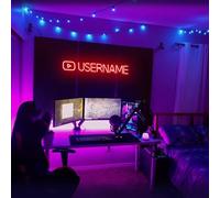 Custom YouTube Neon Sign, Personalized Gamer Tag Led Sign, Handmade YouTube Channel ID Neon Light, Twitch YouTube Live Streaming Business Sign for Game Room Wall Decor Birthday Gifts (Youtube)