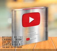 Custom YouTube Play Button Award Customizable Personalized Gift for Your Channel and Follower, Silver