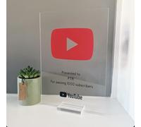 Custom YouTube Play Button Award - Personalised YouTube Subscriber Plaque with Channel Name & Milestone - For YouTubers & Content Creators