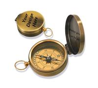 Custom Zinc Alloy Compass Keychain, Personalized Engraved Pocket Compass with Luminous Function, Waterproof Hiking Navigation Tool for Men Outdoor Adventures (Bronze)