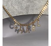 Custom Zircon Initial Letter Necklaces For Women Gold Stainless Steel Chain A-Z Zircon Letter Statement Necklaces Jewelry