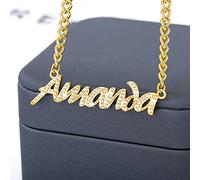 Custom Zircon Name Necklaces For Women Gold Stainless Steel Box Chain Pin Chains Cuban Chain Personalized Jewelry Friend Gift