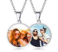 Custom4U 2 Photo Personalised Necklace for Men Women Customized Gift