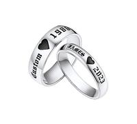 Custom4U 2pcs Matching Couple Rings Personalised for Men Women Endless Love Promise Engagement Ring Name Engraved Wedding Band Set for Him and Her (with Gift Box)