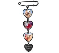 Custom4U 3 Photo Bridal Bouquet Charm Memories Wedding Photo Charm Gifts for Women Men