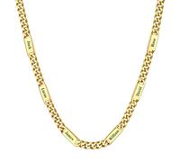 Custom4U 5MM Cuban Chain Necklace with Custom 6 Name Gold Chain Personalised Family Jewellery Father's Day Gift 18Inch + 2Inch