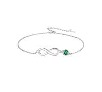 Custom4U Ankle Bracelets for Women 925 Sterling Silver Anklet Infinity Bracelet White Gold Plated Infinite Love Symbol with Cubic Zirconia Birthstone Charm Valentines Mother's Day Gift for Women Lady