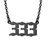 Custom4U Black Angel Number 333 Pendant Necklace Man Woman Daily Wear Numeriligy Jewelry Gifts for Girlfriend Daughter Teen Girls
