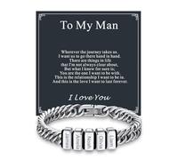 Custom4U Cuban Link Bracelet for Men, Stainless Steel Personalized Name Bracelet Customized 1-8 Names Engravable To My Man Jewelry Gifts for Dad Husband Father Grandfather