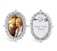 Custom4U Custom Brooch Oval Shape Personalized Brooch Pin Custom Made with Any Photo Name Tag Pins