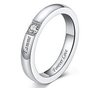 Custom4U Custom Name Rings Personalised Silver Birthstone Band Ring Engraving Promise Ring Gift for Mum Nanny Wife Women Partner