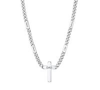 Custom4U Custom Necklace Customized 5 Names & Cross Stainless Steel Mens Necklace 5mm 45cm+5cm Jewellery Gift for Partner Grandfather Birthday Mom Mother