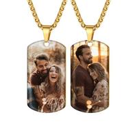 Custom4U Customised Dog Tag for Men Double Sided Colour Photo Personalised Pendant, Stainless Steel Chain Jewelry Gift for Daily Wear