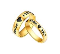 Custom4U Customised Endless Love Couple Rings Gold Plated Heart Ring Engagement Ring Gifts for Valentine's Day Anniversary Wedding Christmas