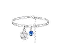 Custom4U Customized Initial Anklets for Women Silver Stunning Birthstone Anklet Waterproof Trendy Birthday Mothers Day Jewelry for Women Gifts