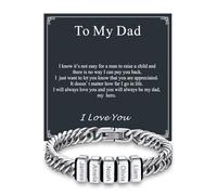 Custom4U Dad Bracelet To My Dad Personalised Cuban Link Bracelet for Men, Custom 1-8 Names Engravable Bracelets Customised Wrist Chain Stainless Steel Jewelry Gifts for Father Day Birthday Anniversary