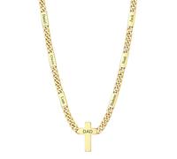 Custom4U Engraved Necklace 7 Names & Cross Gold Plated Stainless Steel Chain 7mm Width 60+5cm Length Men jewellery Gift for Brother Partner Friend Birthday