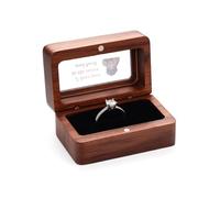 Custom4U Engraved Walnut Ring Box - Choice of 1 or 2 Slots, Rectangular Design with Clear View Window-Customised Wedding Ring Box for her, Jewellery Holder for ceremony