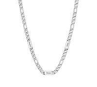 Custom4U Figaro Chain for Men Custom Name Necklace, 5mm Figaro Necklace with 3 Names Personalised Stainless Steel Silver Chain for Men Jewelry Gifts for Dad Husband Father Family 20+2 Inches