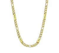Custom4U Figaro Chain for Men Custom Name Necklace, 5mm Figaro Necklace with 4 Names Personalised Stainless Steel 14K Gold Plated Chain for Men Jewelry Gifts for Dad Husband Father Family 20+2 Inches