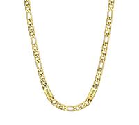 Custom4U Figaro Chain for Men Custom Name Necklace, 7mm Figaro Necklace with 2 Names Personalised Stainless Steel 14K Gold Plated Chain for Men Jewelry Gifts for Dad Husband Father Family 20+2 Inches