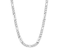 Custom4U Figaro Chain for Men Custom Name Necklace, 7mm Figaro Necklace with 4 Names Personalised Stainless Steel Silver Chain for Men Jewelry Gifts for Dad Husband Father Family 22+2 Inches