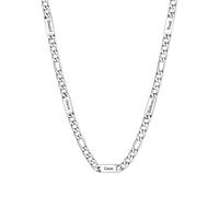 Custom4U Figaro Chain for Men Custom Name Necklace, 7mm Figaro Necklace with 5 Names Personalised Stainless Steel Silver Chain for Men Jewelry Gifts for Dad Husband Father Family 22+2 Inches