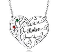 Custom4U Girlfriend Necklace Personalised Silver Birthstone Heart Shape Named Necklaces Birthday Gifts for Wife Her