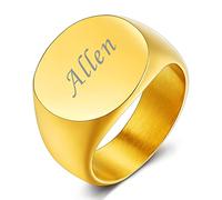 Custom4U Gold Name Ring for Boyfriend Personalized Signet Rings Gift for Teen Boy