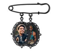 Custom4U Mens Brooch Personalised Wedding Bouquet Photo Charm Oval Frame Bridal Charm for Mother of Bride or Groom