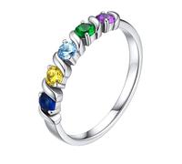 Custom4U Personalised Birthstone Mothers Ring Custom Engraved Mom Ring with 5 Names Jewellery for Mama Mum Wife Grandma Grandmother Mom