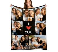 Custom4U Personalised Blanket with Photo Text I Love You Girlfriend Boyfriend Gifts Custom Blankets Couples Gifts Christmas Blankets Women Pets Kids Gifts - 7 Photo